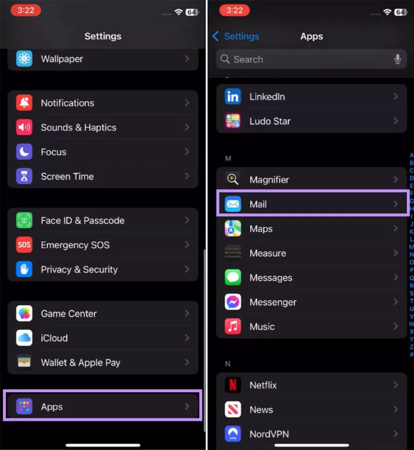 find mail under apps iphone