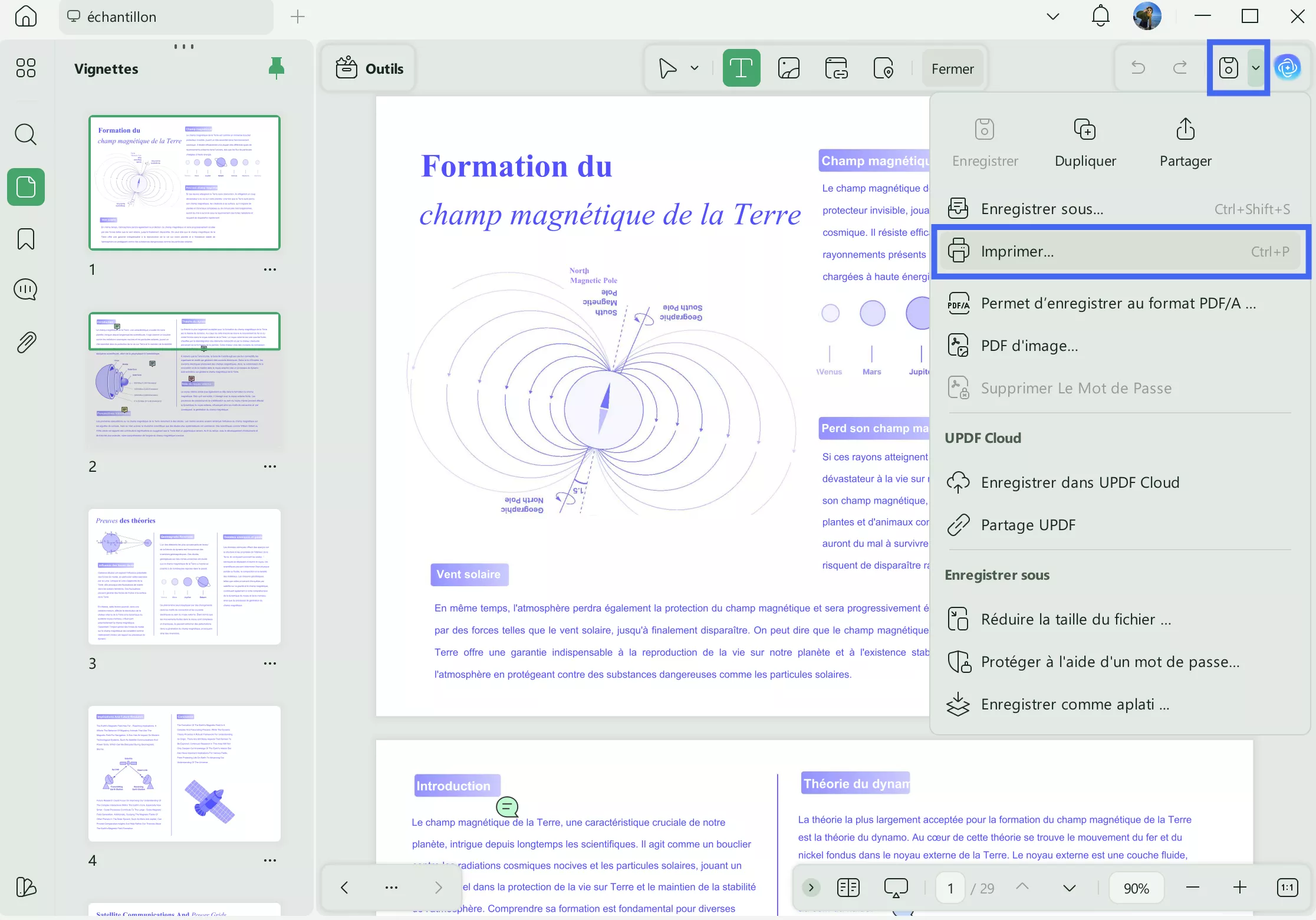 Imprimer un PDF sur UPDF