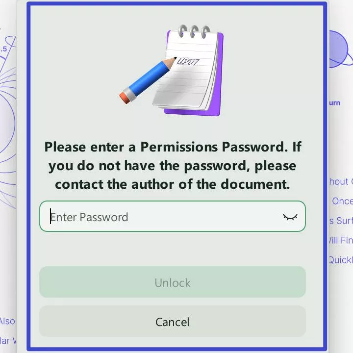 enter the permissions password updf windows