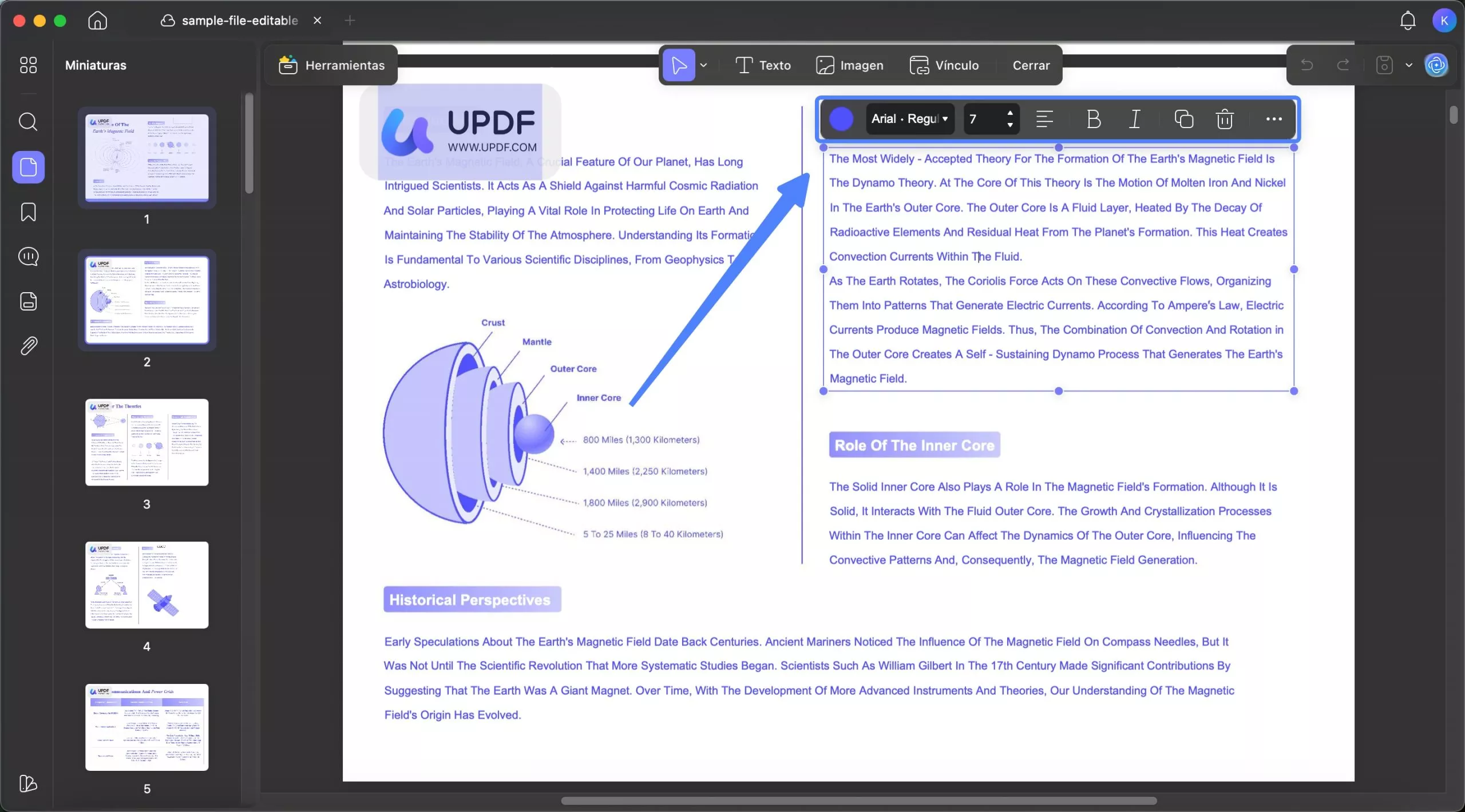 Editar texto con UPDF en Mac