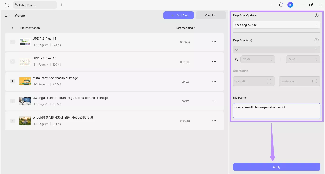 Alt-text: adjust page layout settings and click apply updf windows