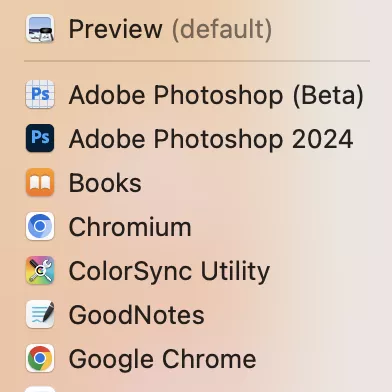 how to change default pdf viewer mac via open with