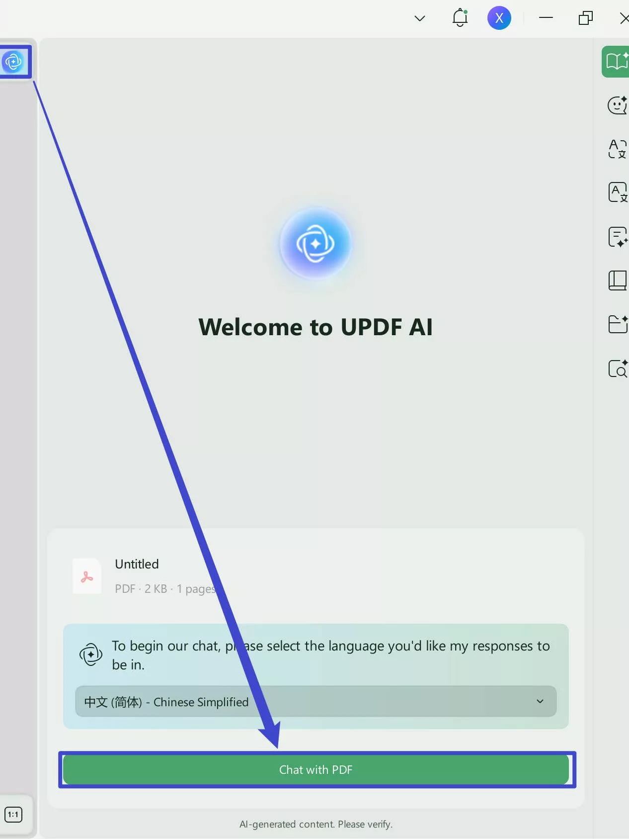 open updf ai assistant and click get started on windows and mac