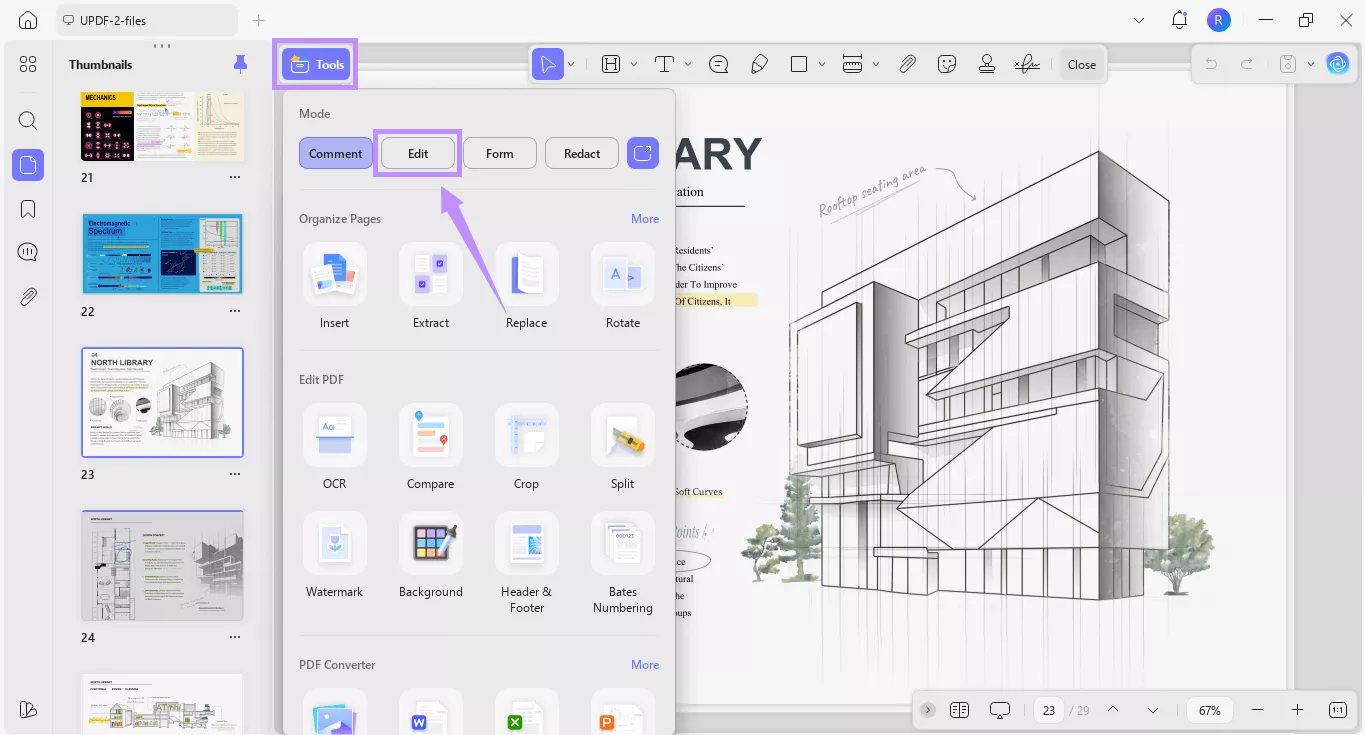Alt-text: click edit under tools updf windows