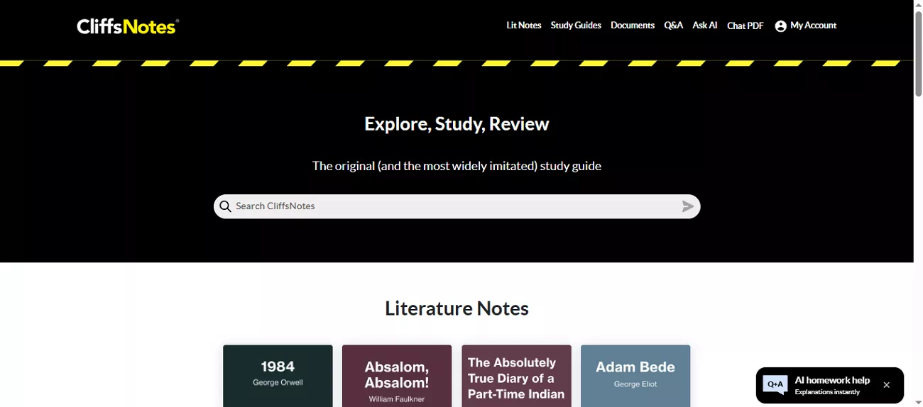 cliffsnotes interface