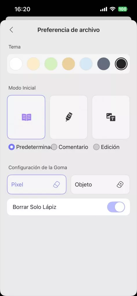 modo oscuro updf en ios