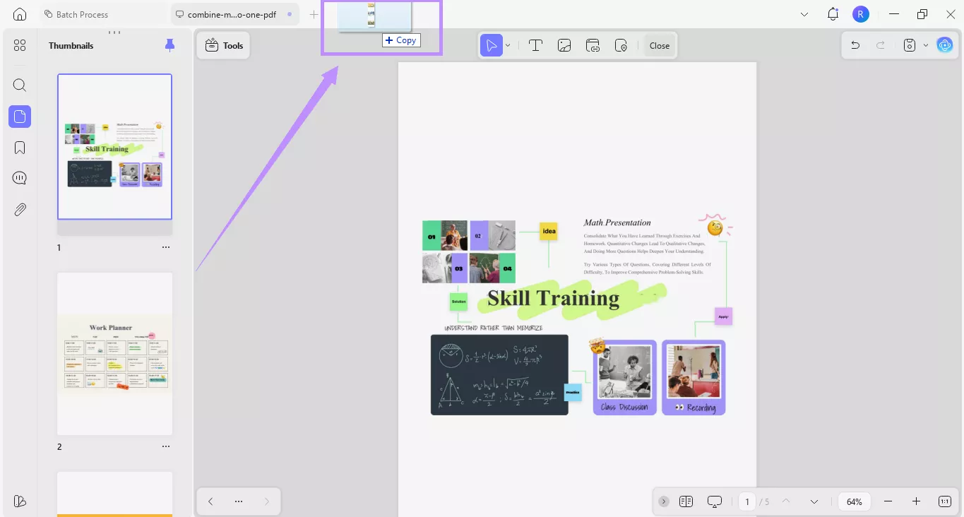 Alt-text: drag the file to the tab updf windows
