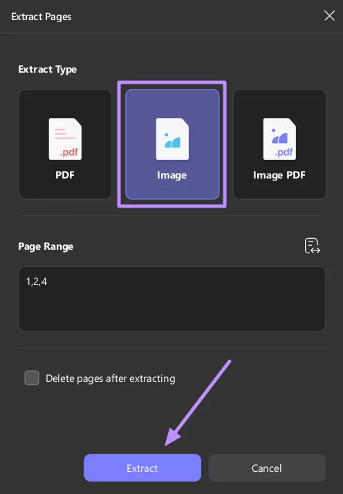 extract multiple pages from pdf updf windows