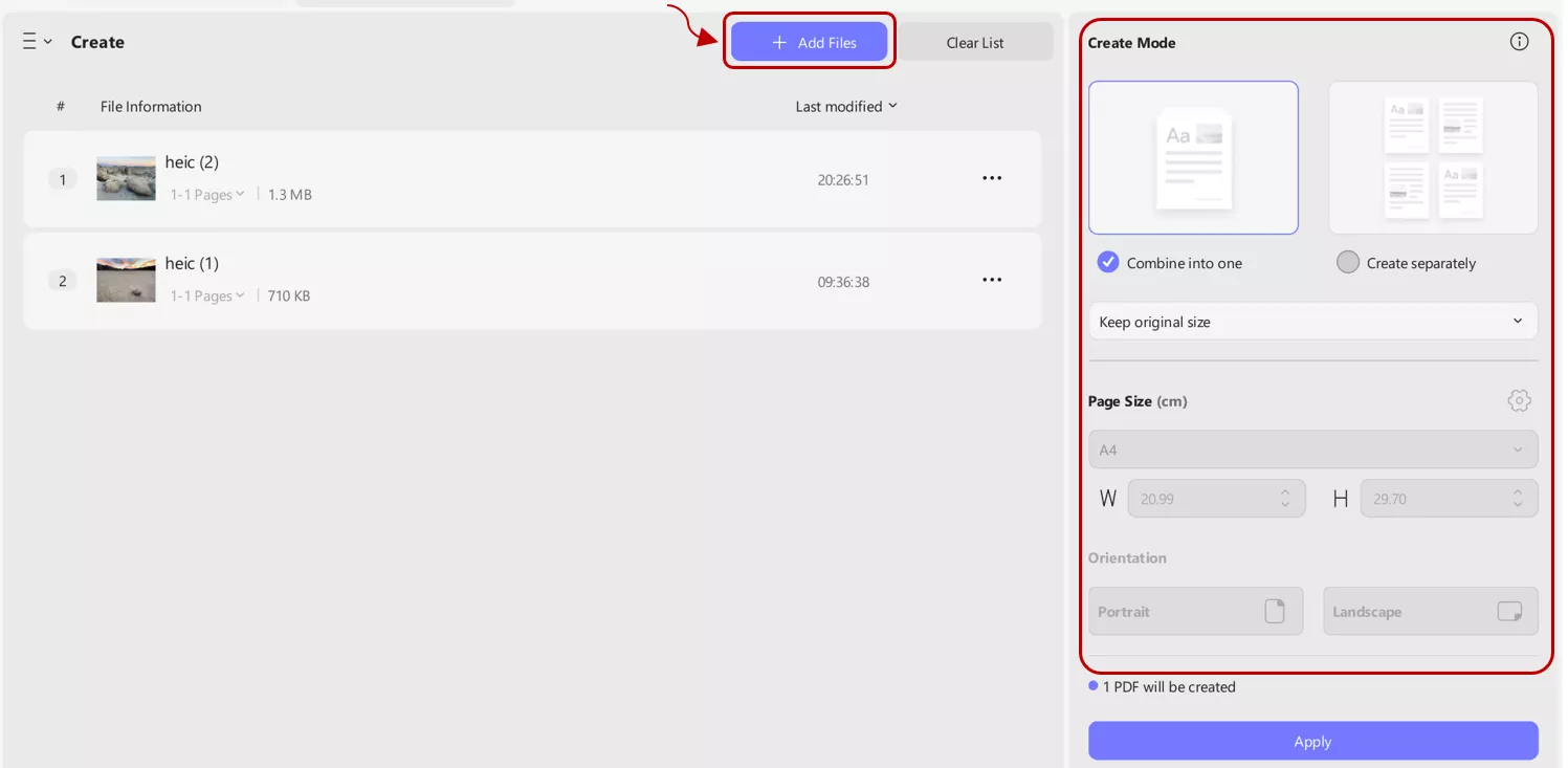 adjusting heic images size in updf