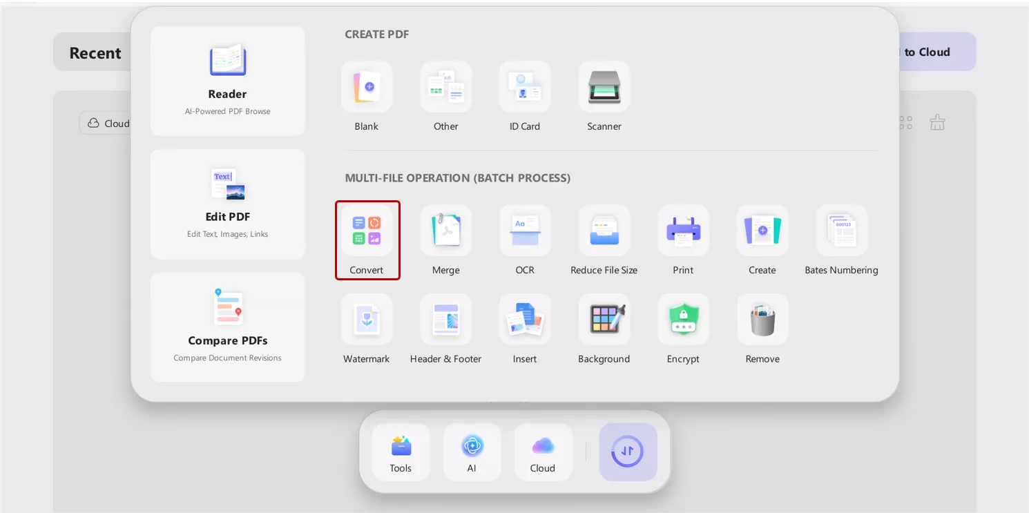 batch convert into multiple formats in updf