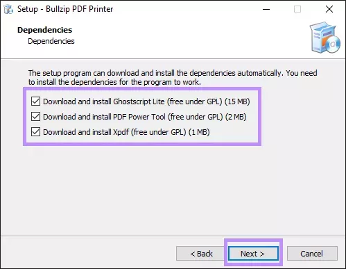 安裝 Bullzip PDF 文件印表機