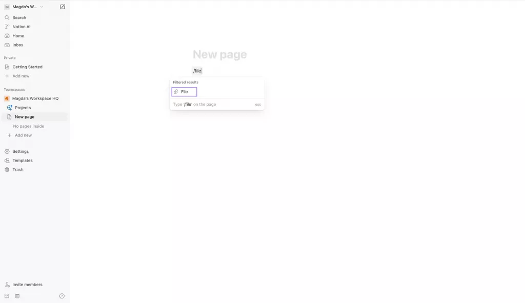 使用檔案區塊在 Notion 中嵌入 PDF 文件