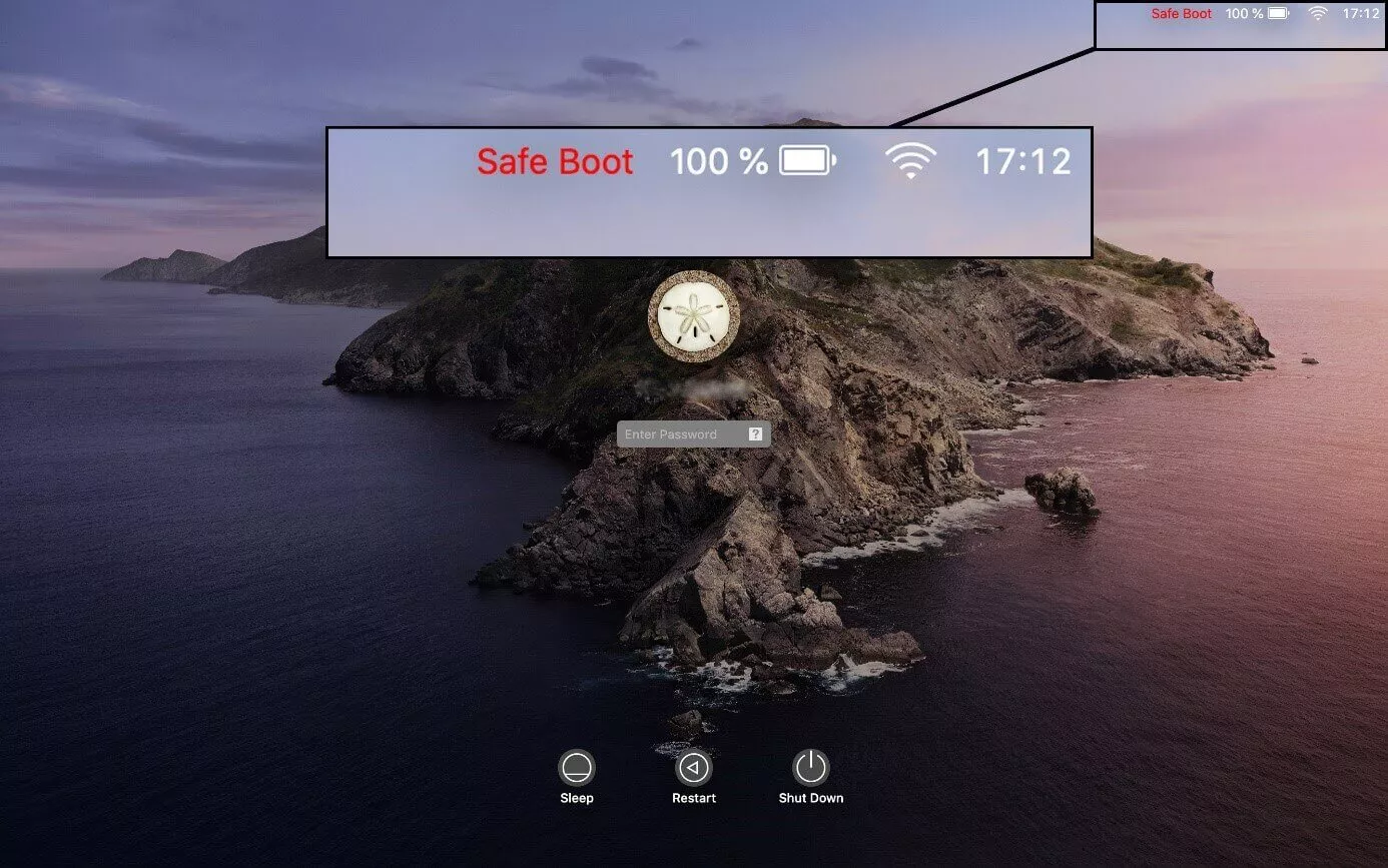 mac login screen in safe mode