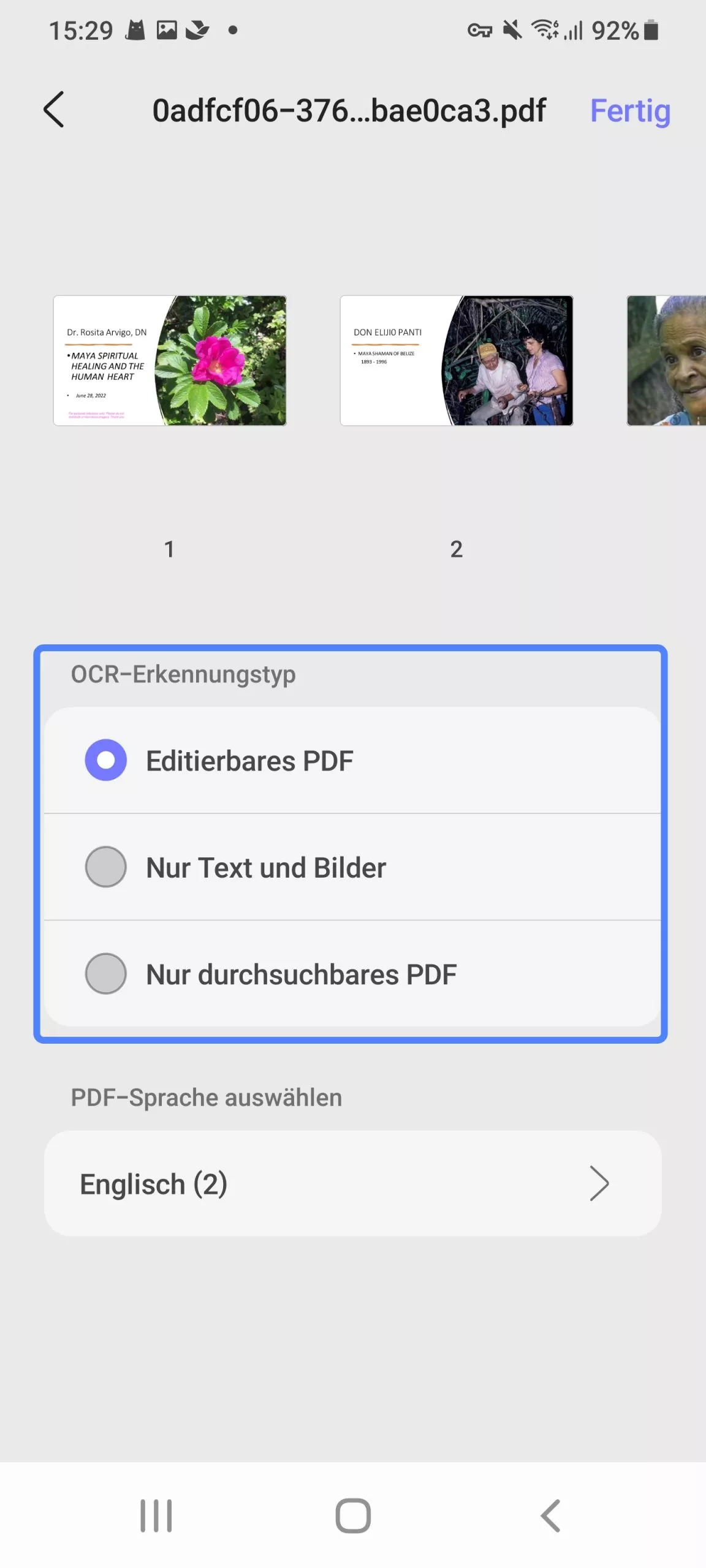 OCR-gescanntes PDF mit UPDF auf Android