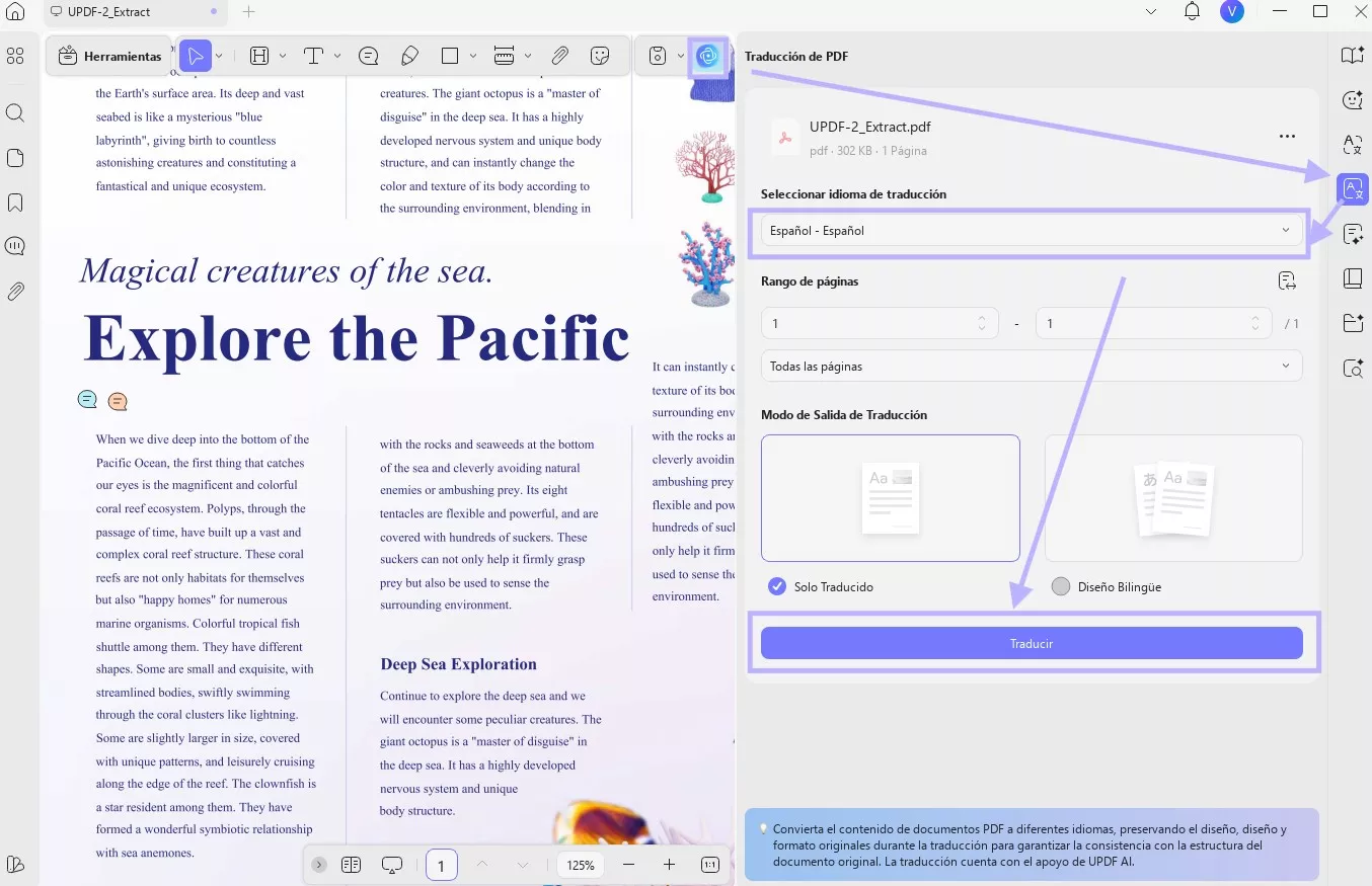 traducción de PDF UPDF Windows