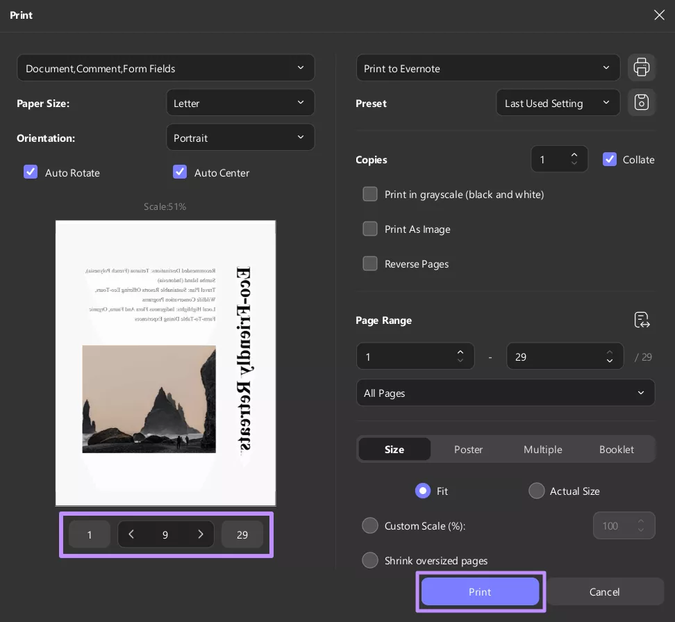 print the flipped pages updf windows