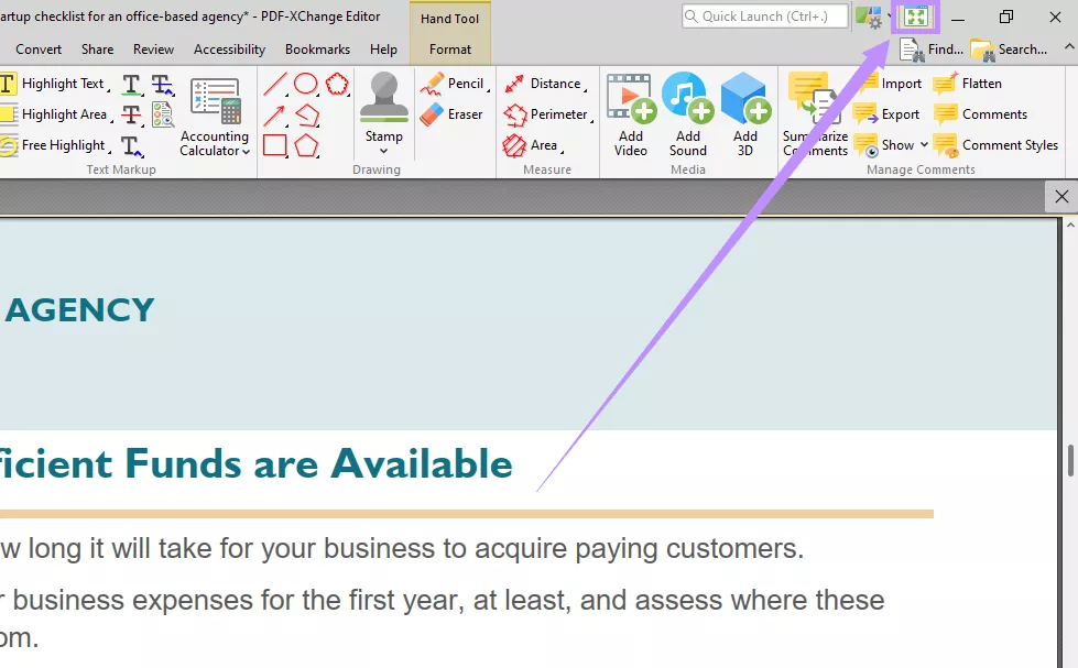 select full screen mode pdf xchange pdf editor