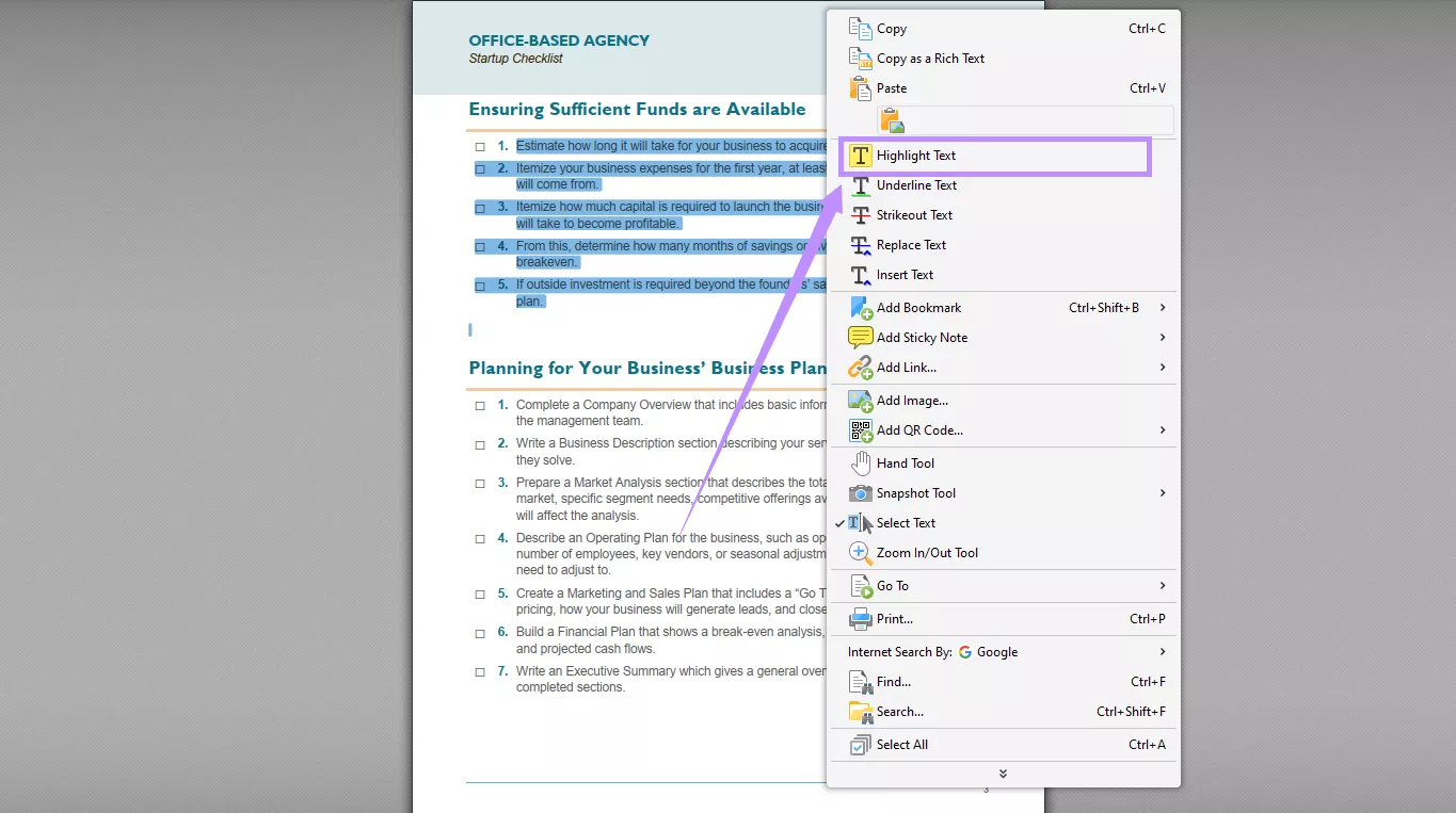 select highlight text pdf xchange editor