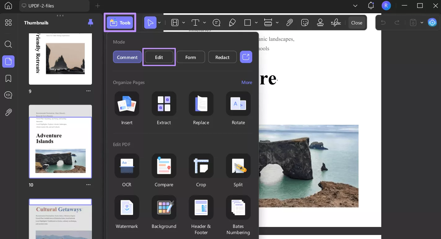 switch to edit pdf mode updf windows