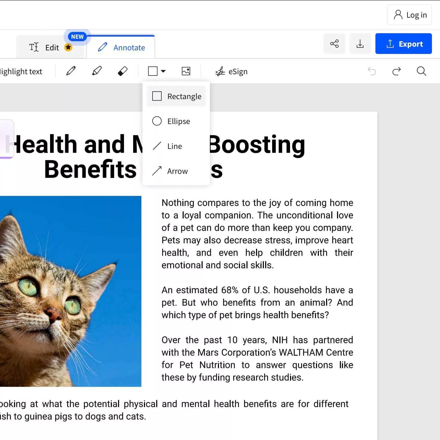use rectangle in smallpdf