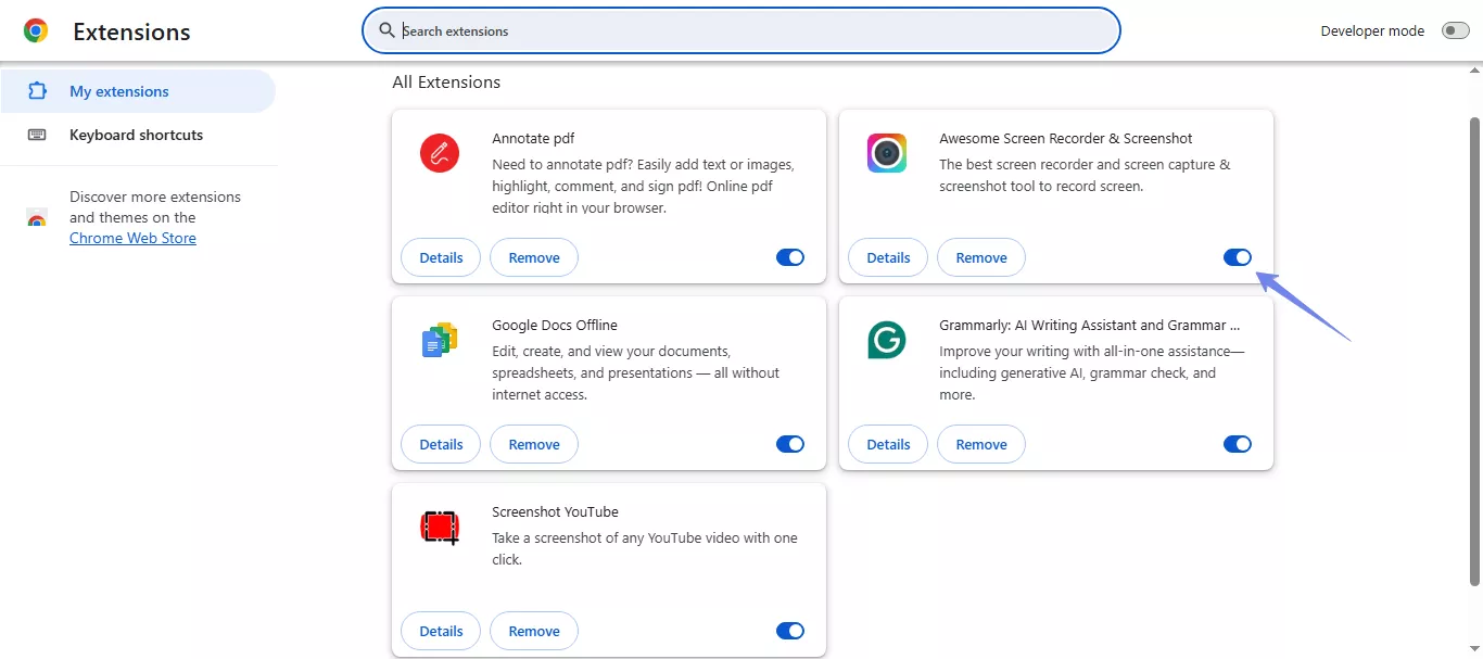 disable extensions browser