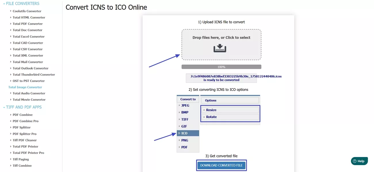 convert icns to ico online