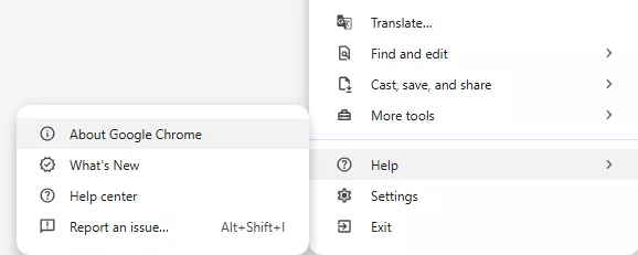 navigate to about google chrome browser