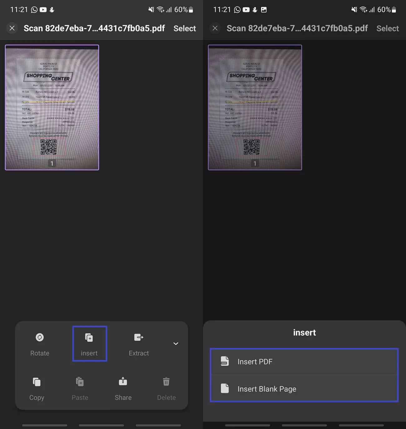 insert pdf into single pdf