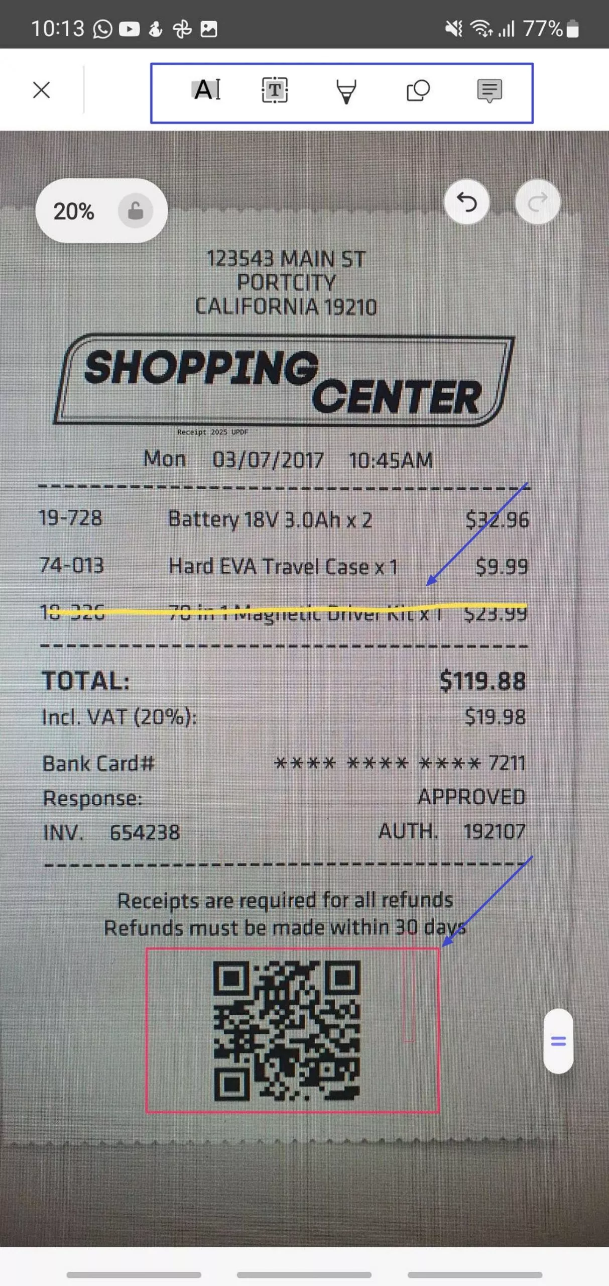 annotate documents on updf mobile