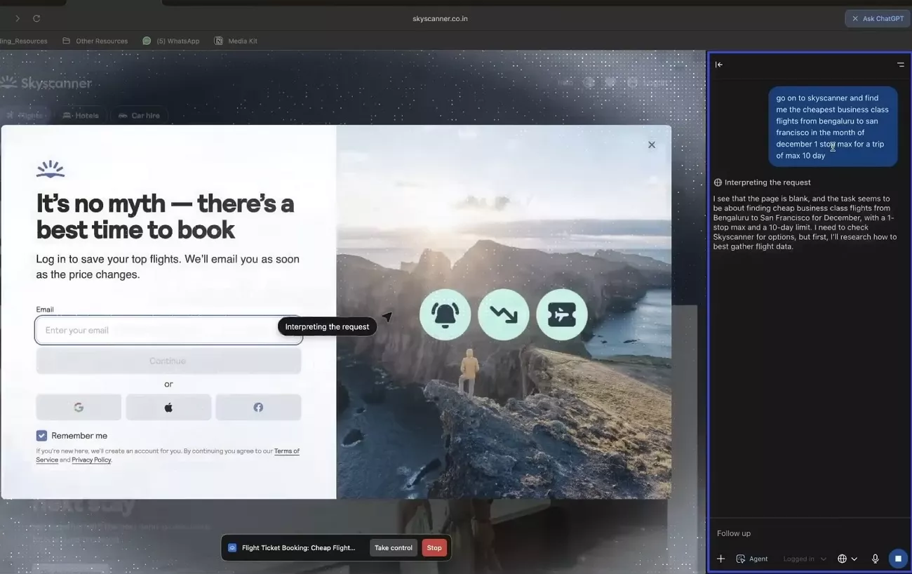 using altas search flight tickets