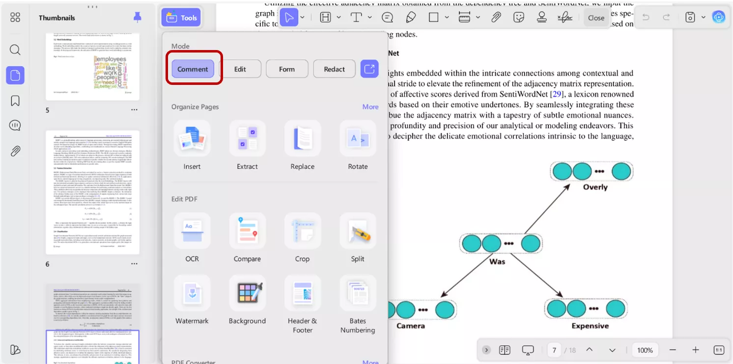 Variety of tools in UPDF