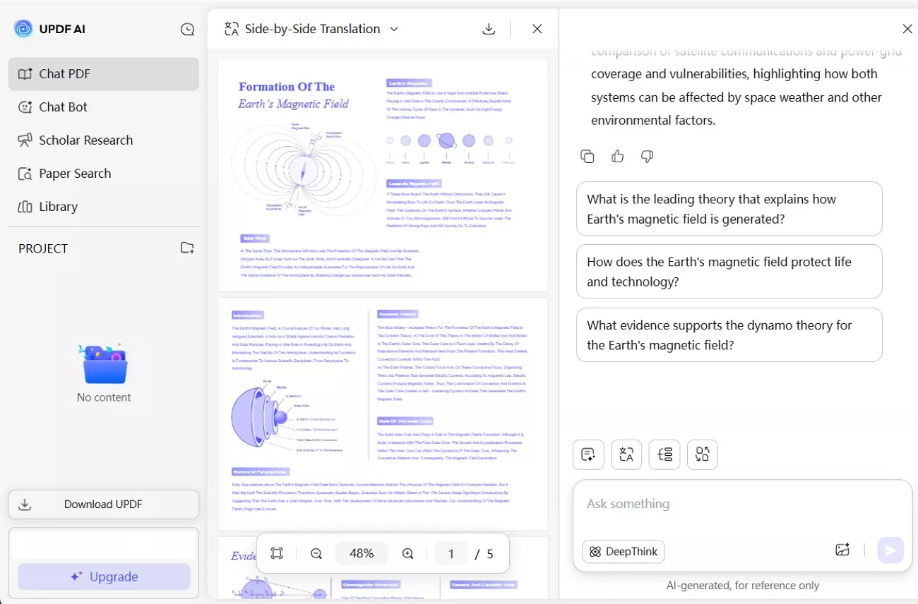 pdf summarize in updf ai online
