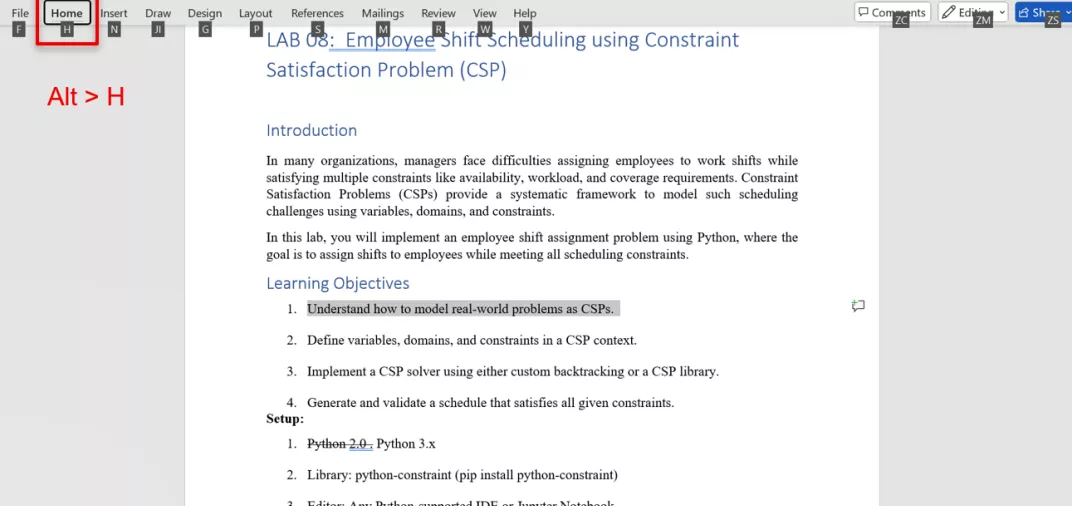 Strikethrough text in Word using keyboard shortcuts