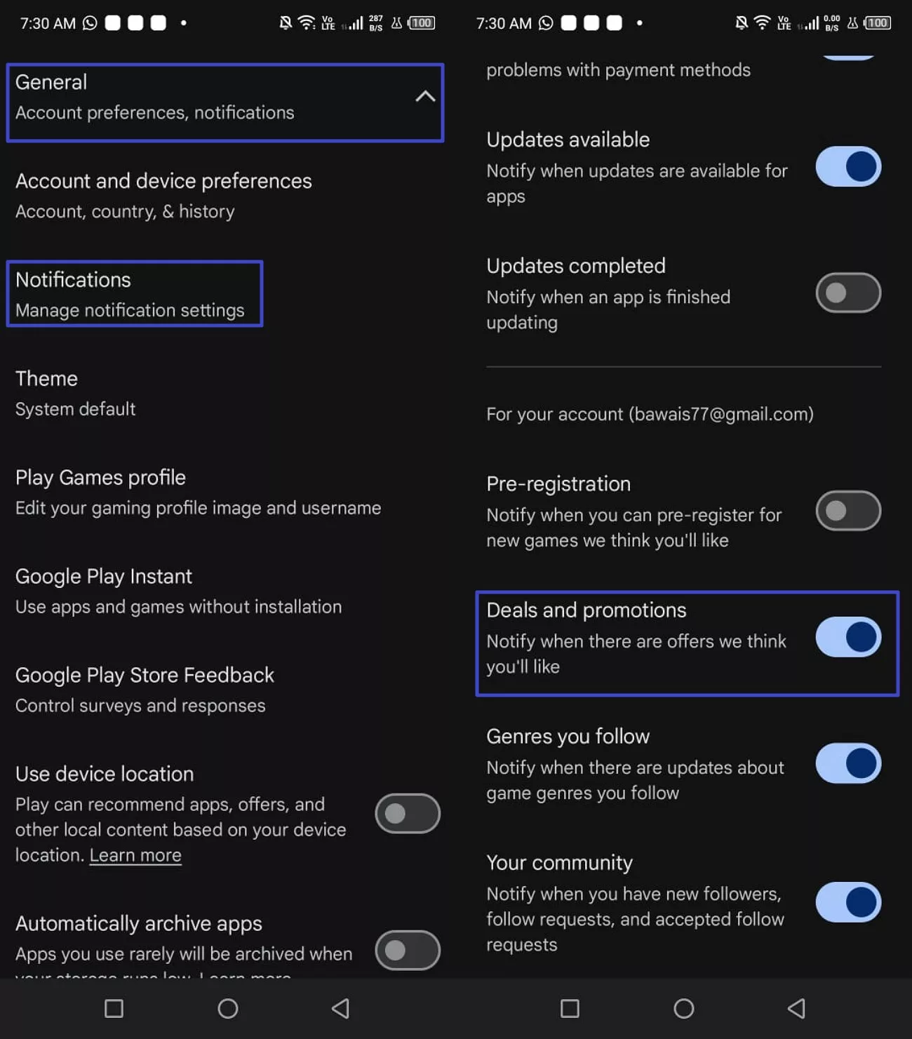 enable notifications for deals promotions