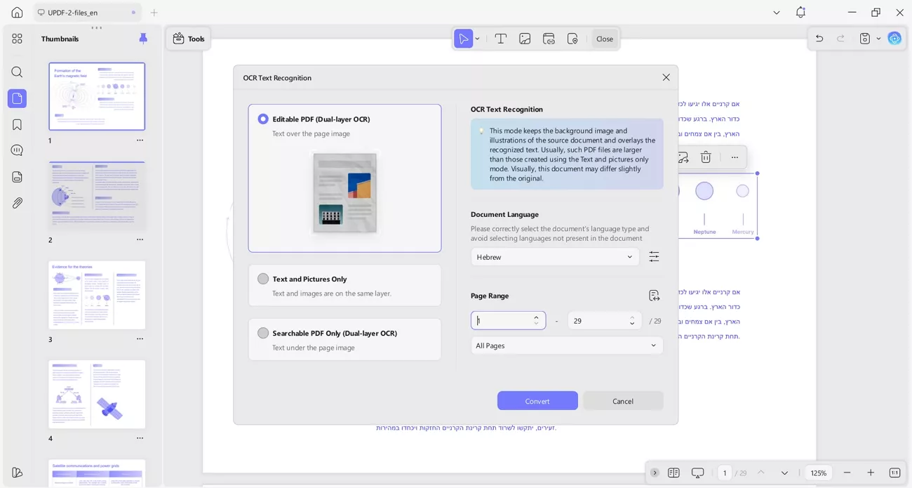 convert scanned hebrew pdf files ocr