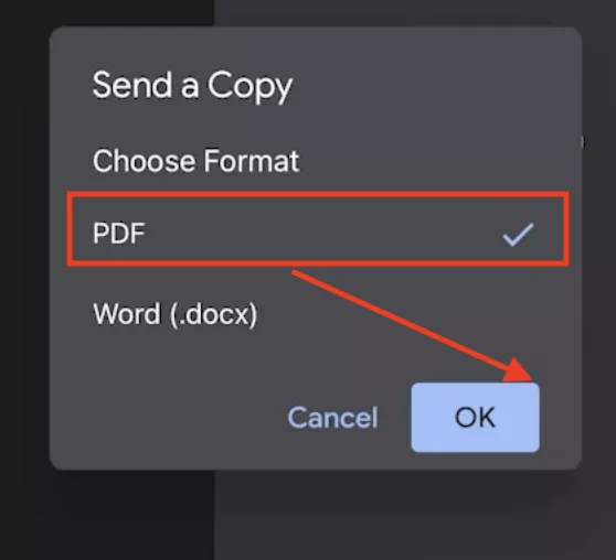 choose format and ok