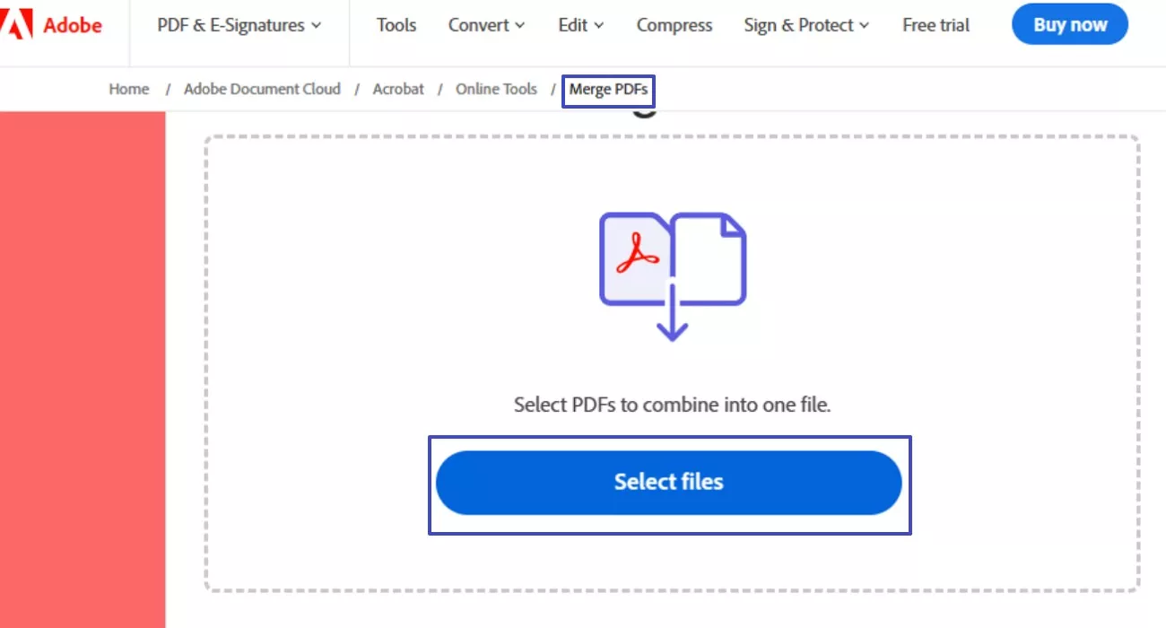 access the merge tool in acrobat