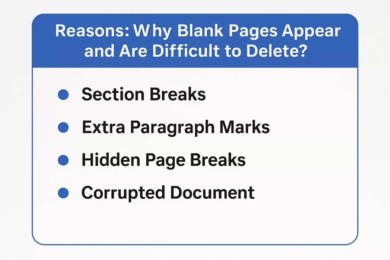 reasons word empty pages