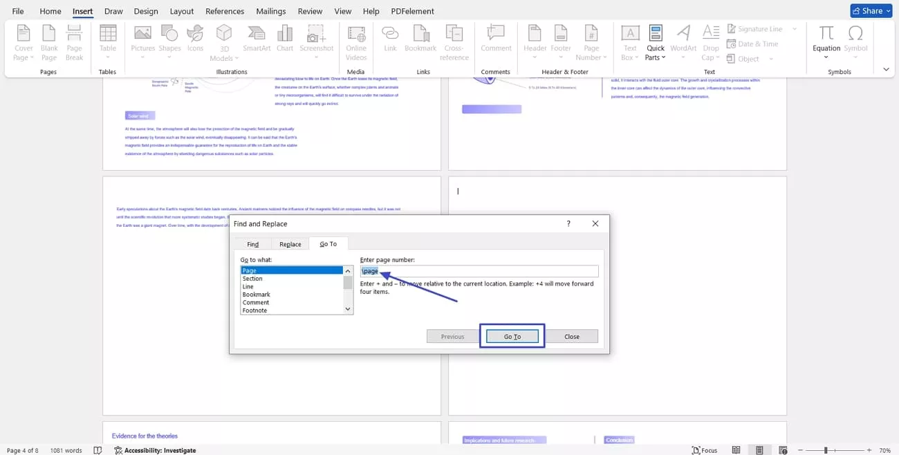 delete empty pages find replace feature