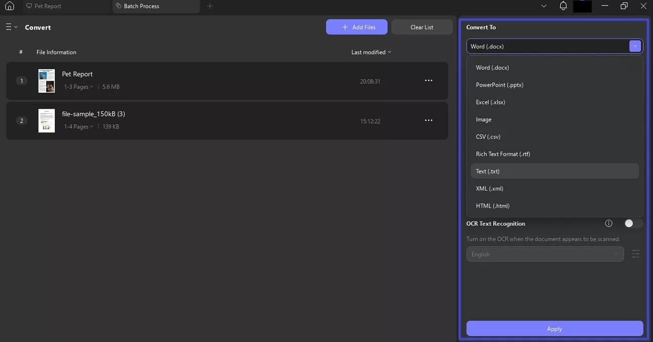 convert pdf documents in updf