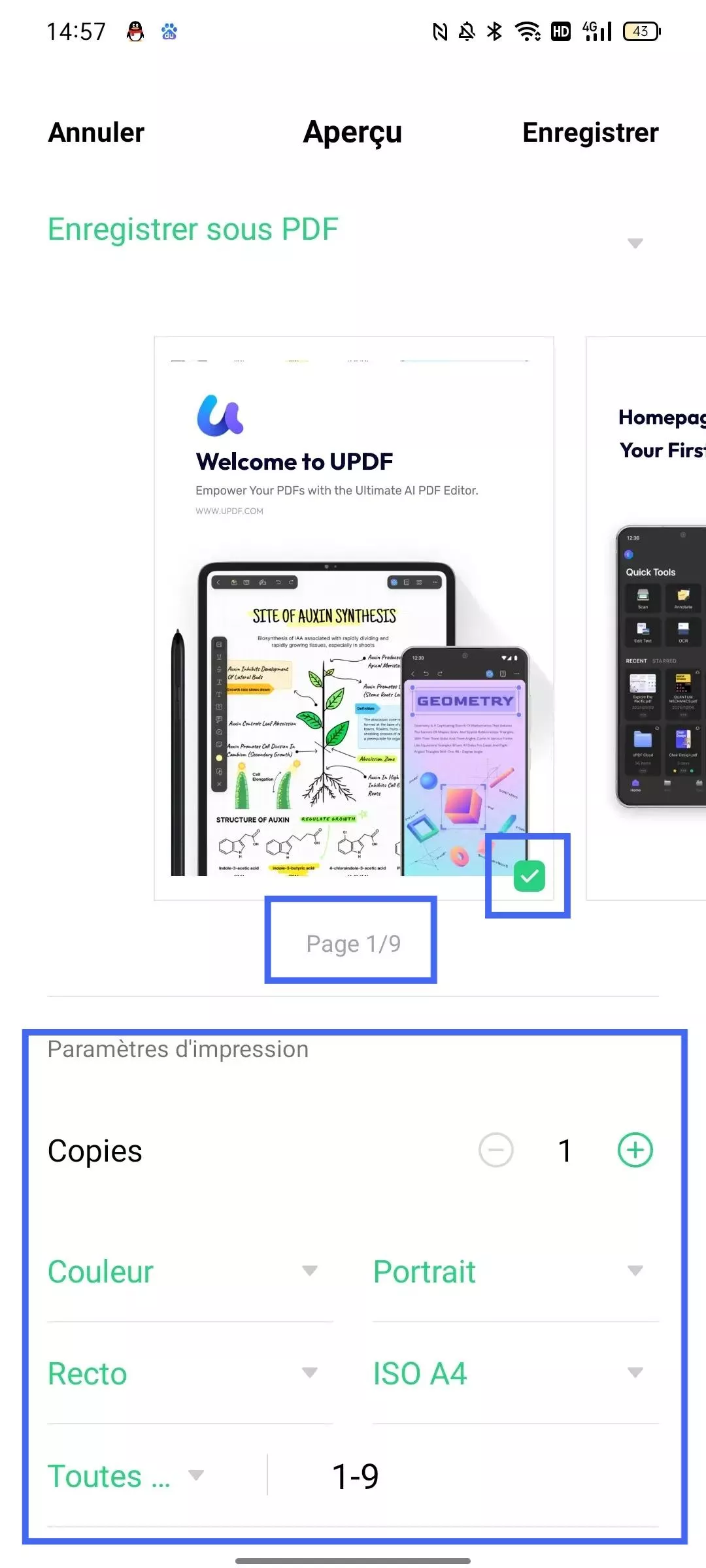 prévisualiser avant d'imprimer le PDF