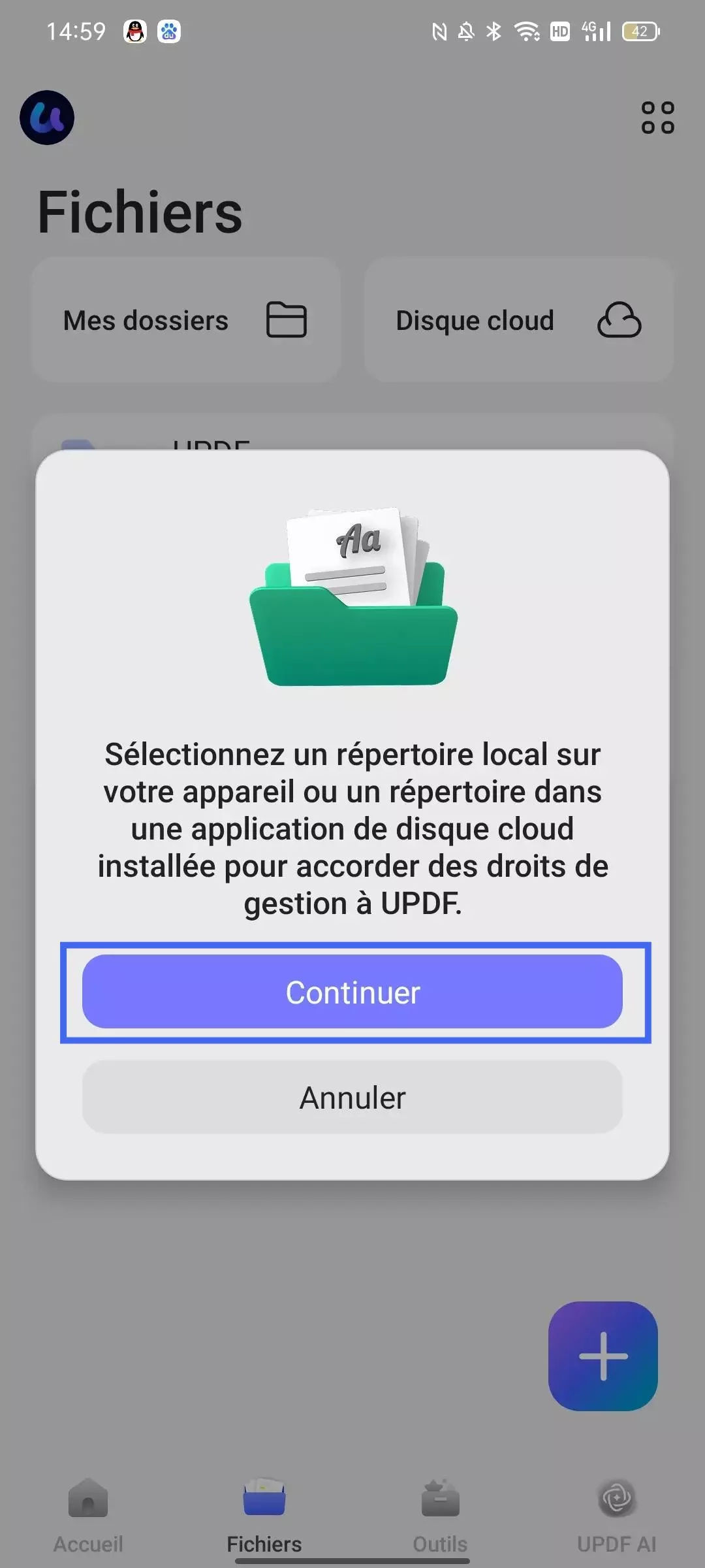 accorder les autorisations de gestion updf