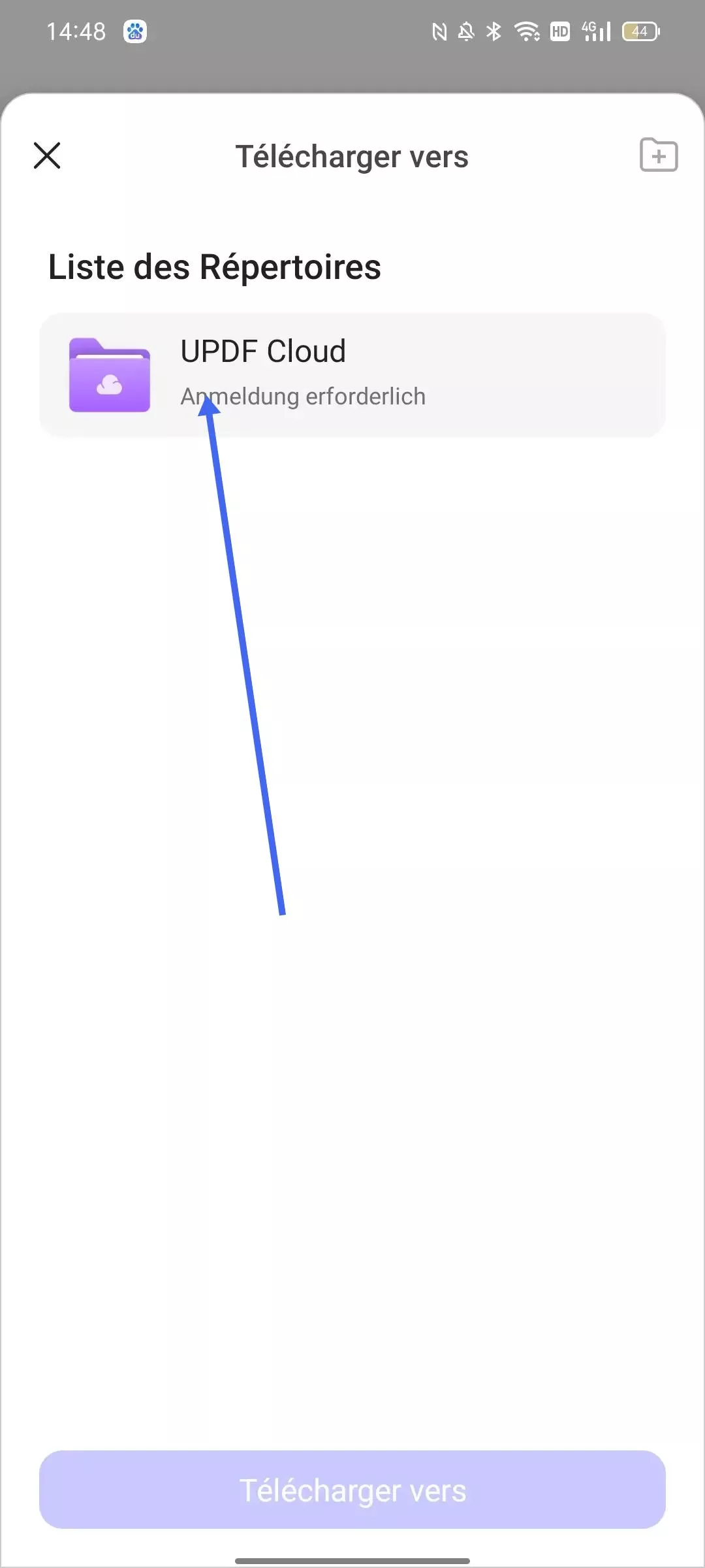 télécharger sur le cloud updf