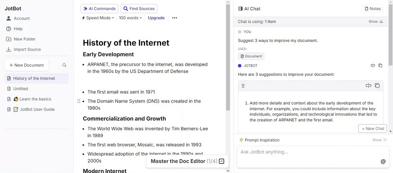 jotbot research writing tool