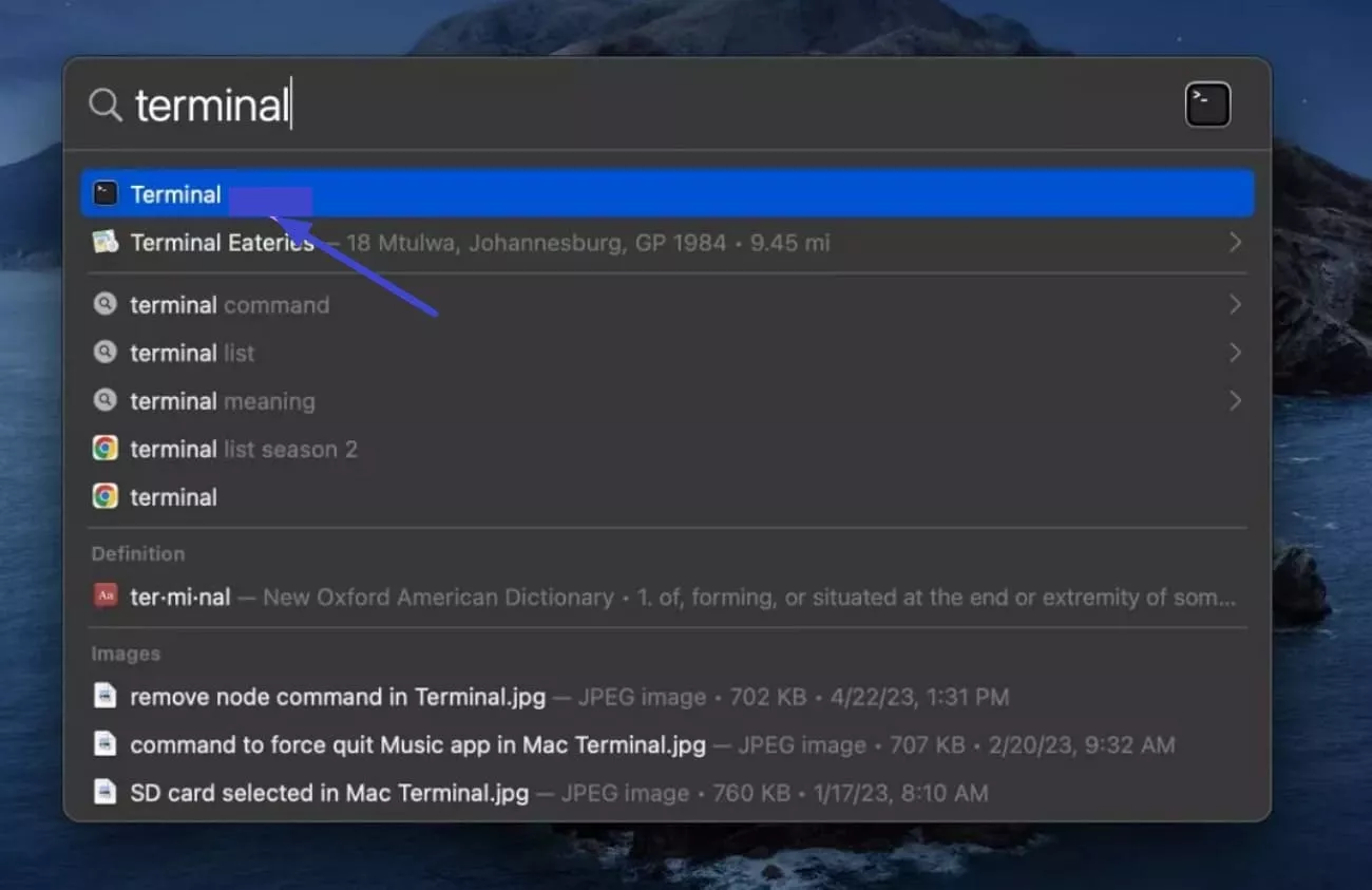 access the terminal app