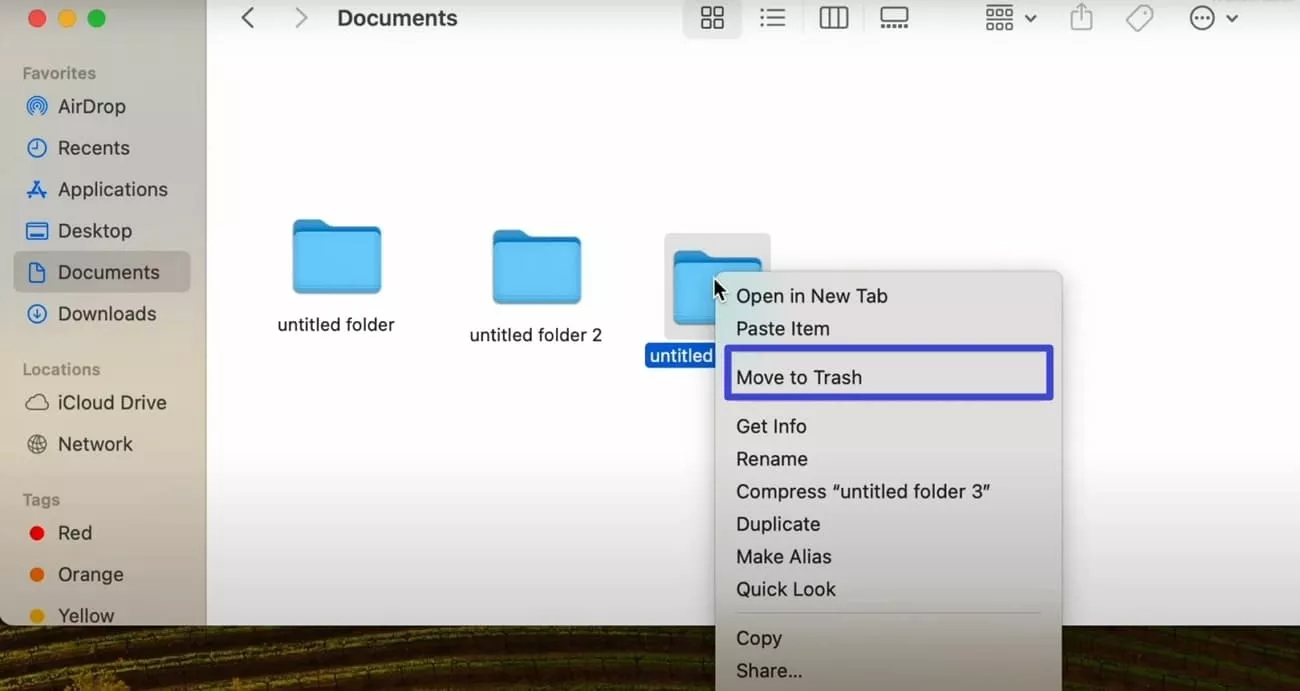 move the file to trash