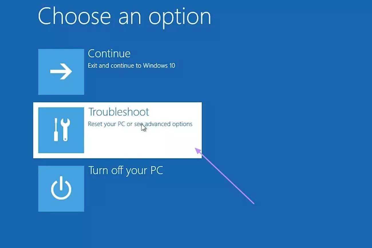 choose troubleshoot option