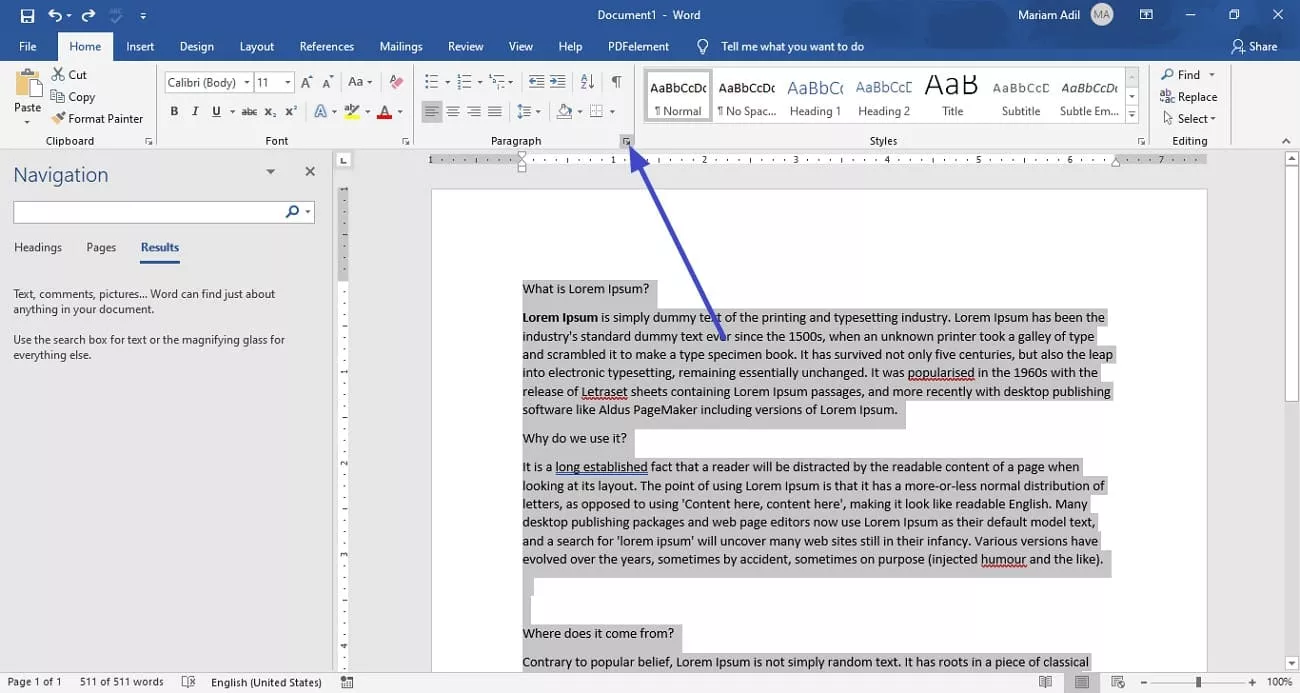 access paragraph section