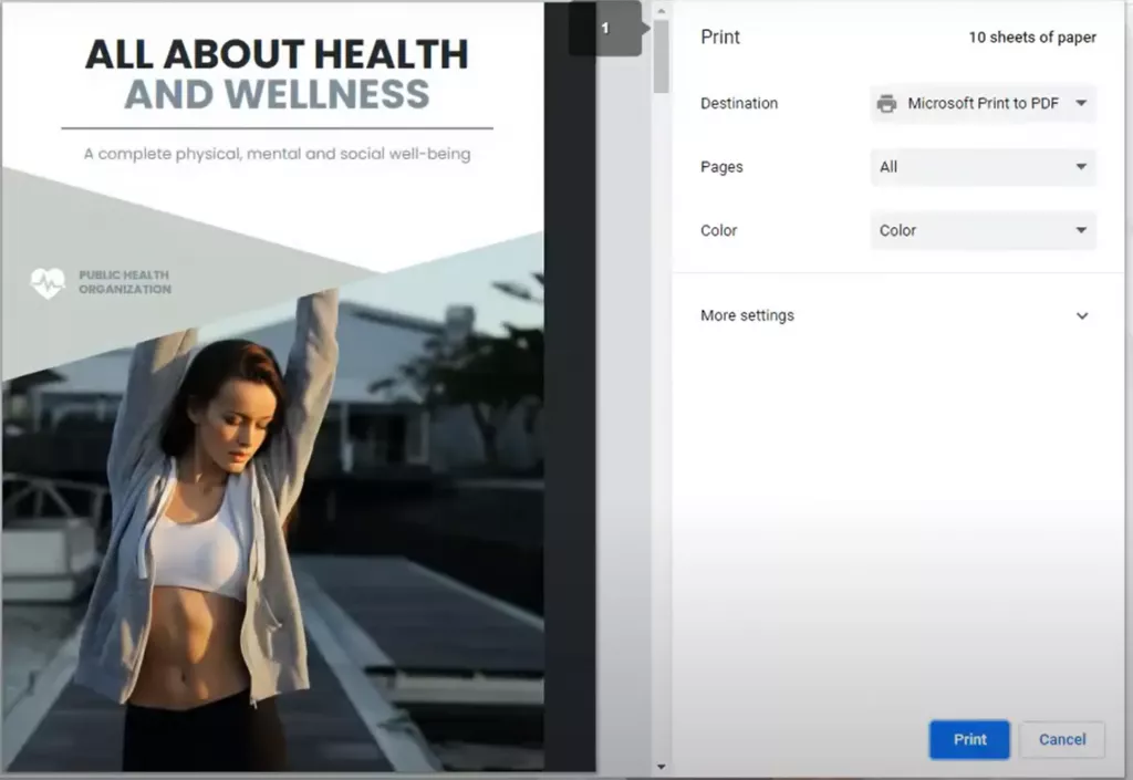 將翻頁書列印為 PDF 文件