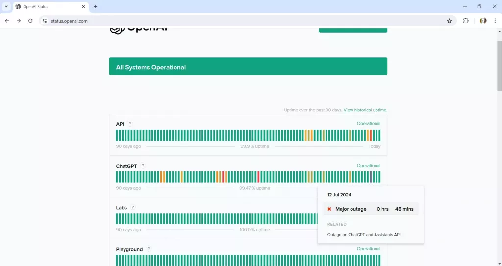檢查 ChatGPT 伺服器狀態